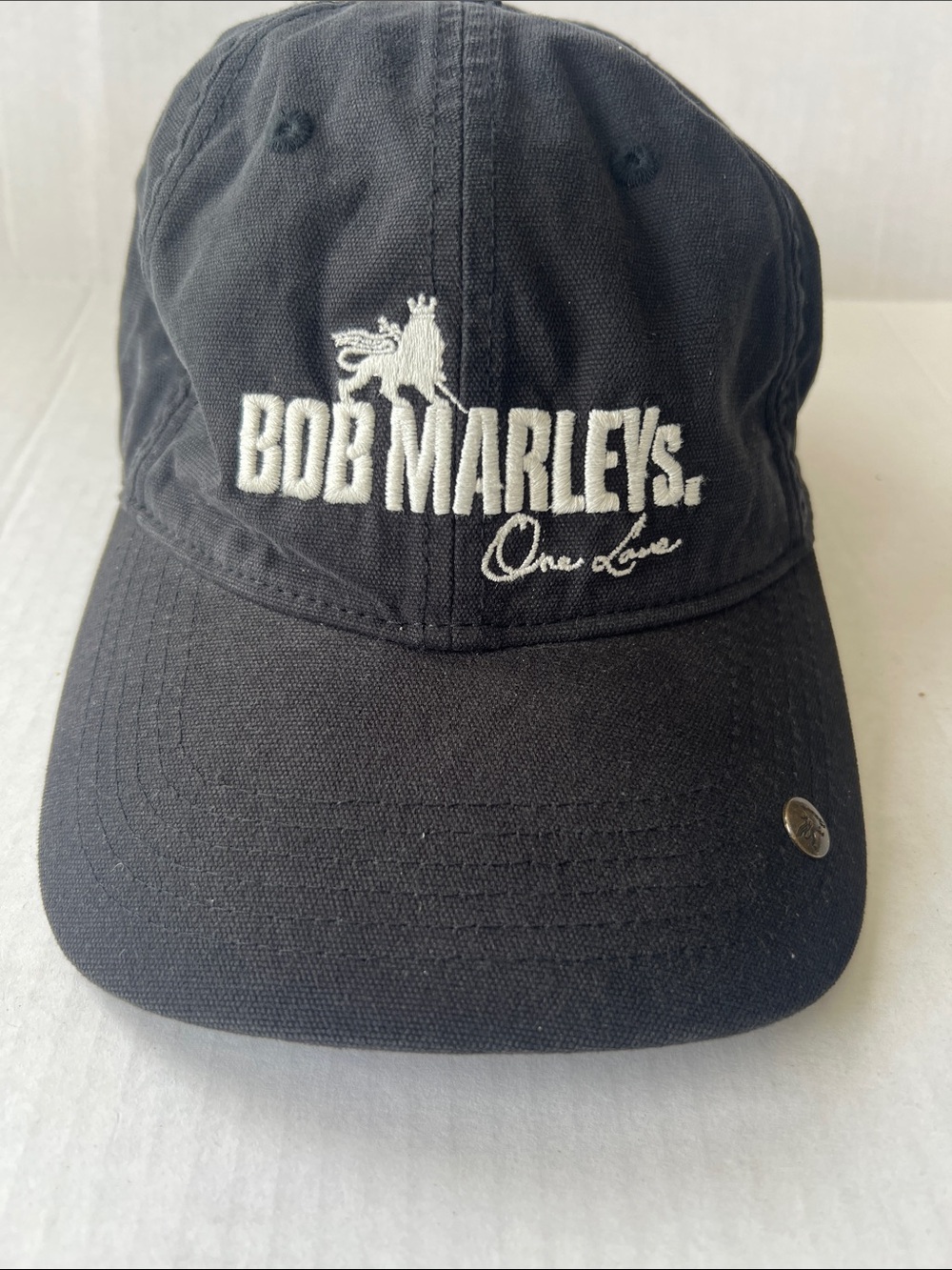 Bob Marley Black Cap with Brass Lion Emblem